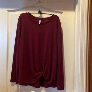 Maroon top, waffle look texture with cute tie in front middle